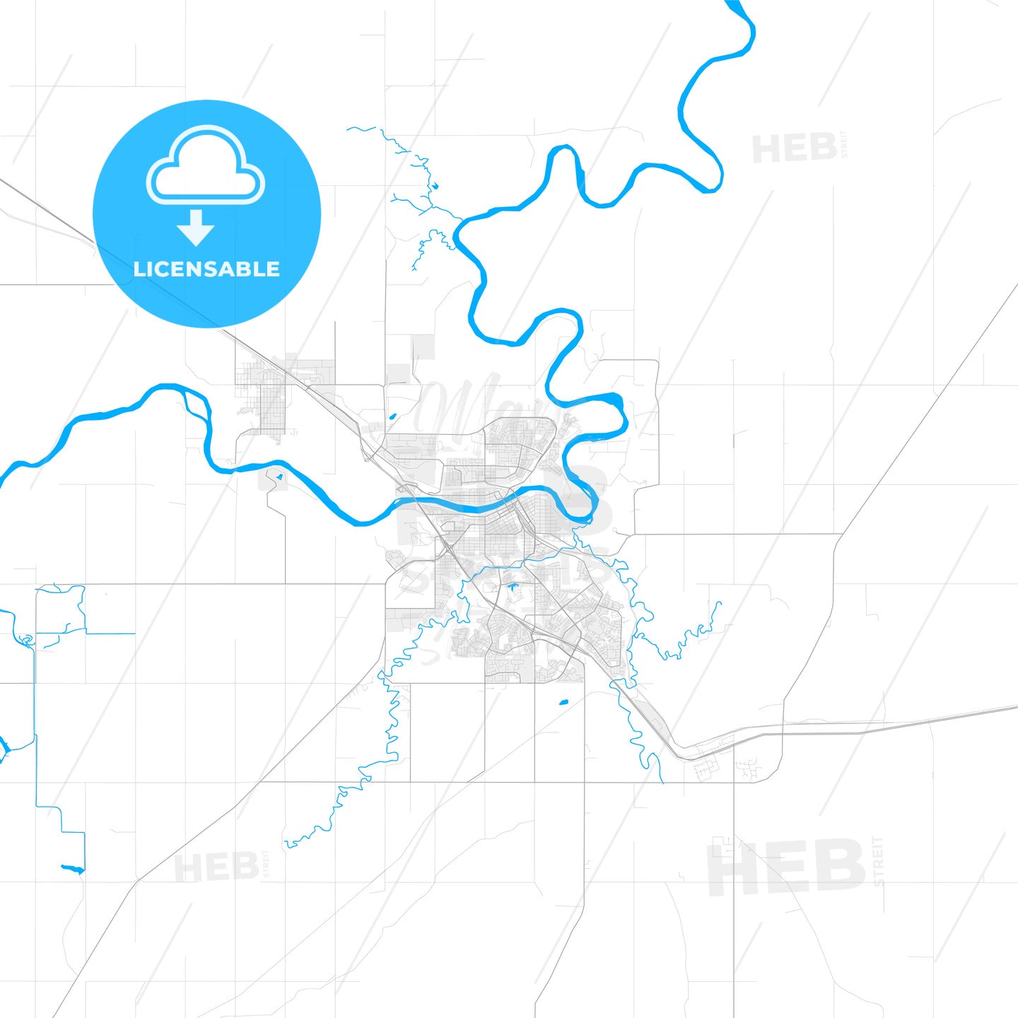 Rich detailed vector map of Medicine Hat, Alberta, Canada - HEBSTREITS