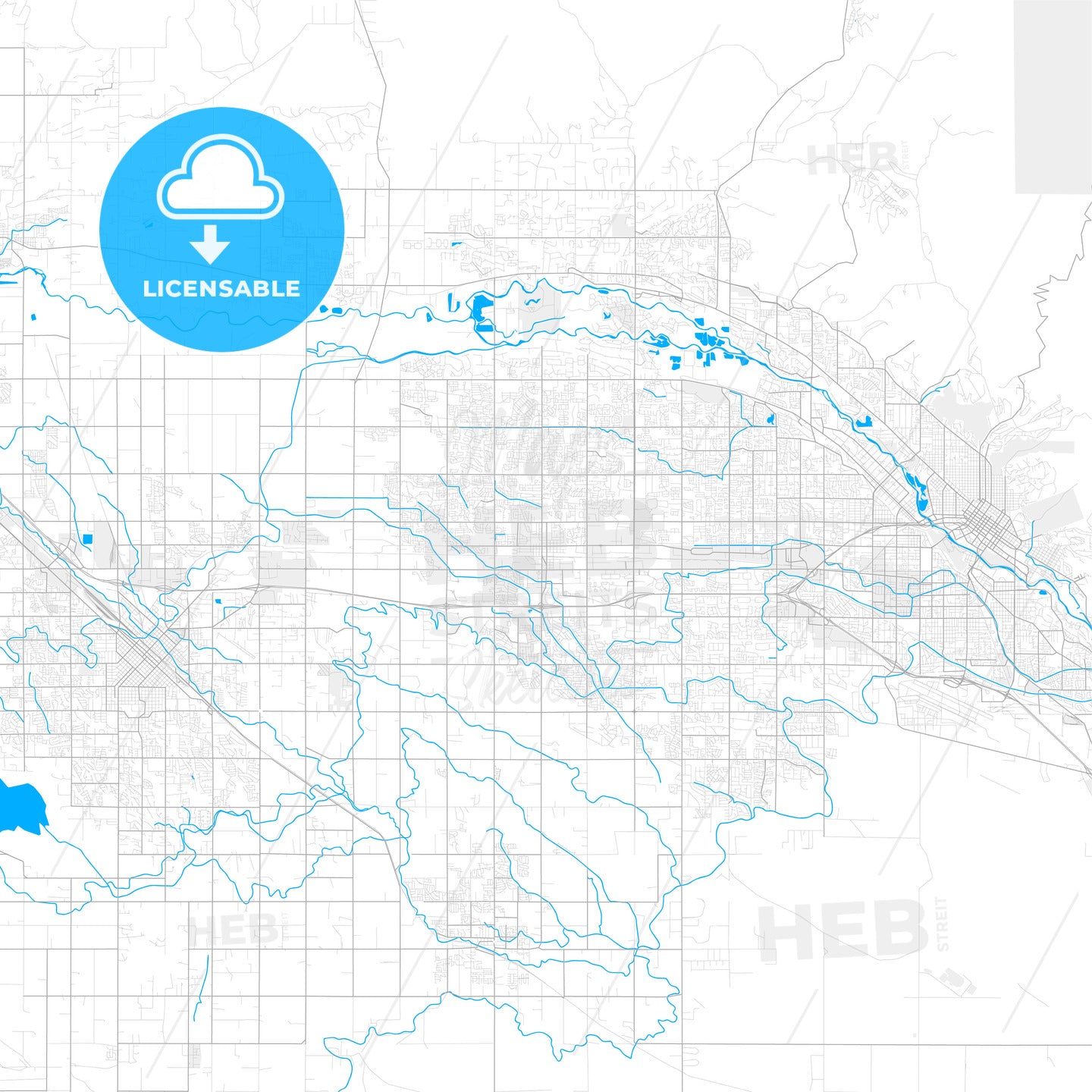 Rich detailed vector map of Meridian, Idaho, USA