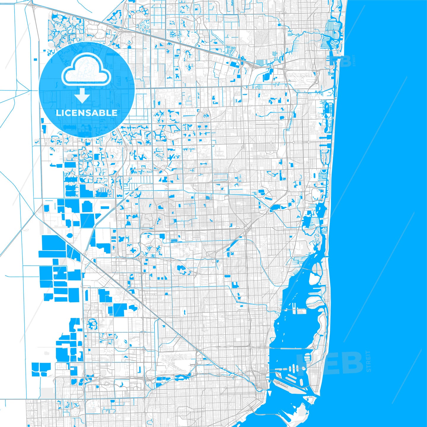 Rich detailed vector map of Miami Gardens, Florida, USA