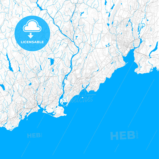Rich detailed vector map of Milford, Connecticut, United States of America