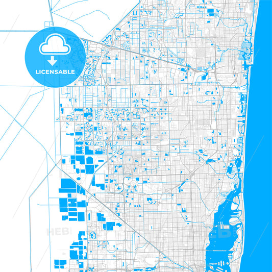 Rich detailed vector map of Miramar, Florida, USA