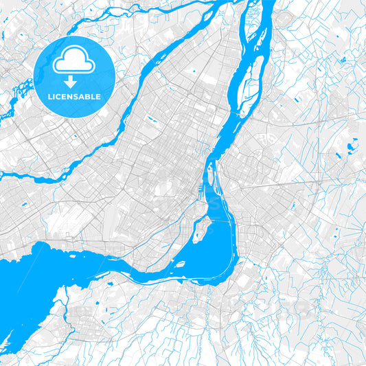 Rich detailed vector map of Montreal, Quebec, Canada