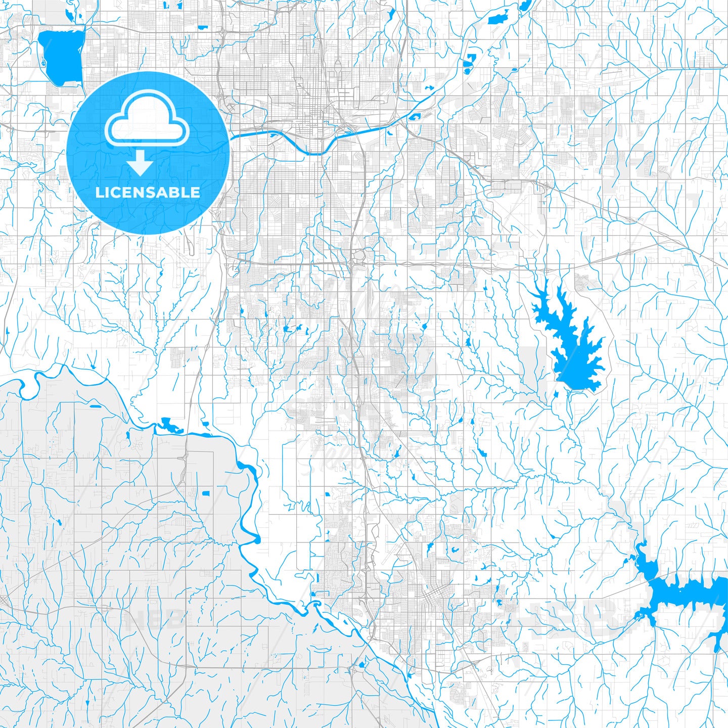 Rich detailed vector map of Moore, Oklahoma, USA