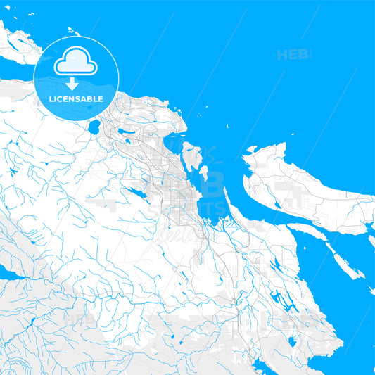 Rich detailed vector map of Nanaimo, British Columbia, Canada