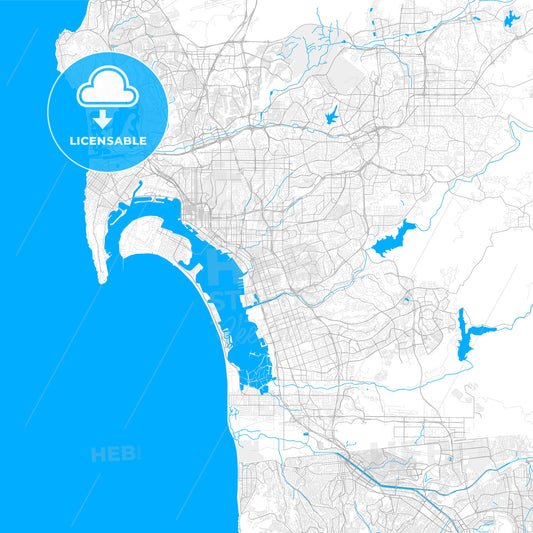 Rich detailed vector map of National City, California, USA