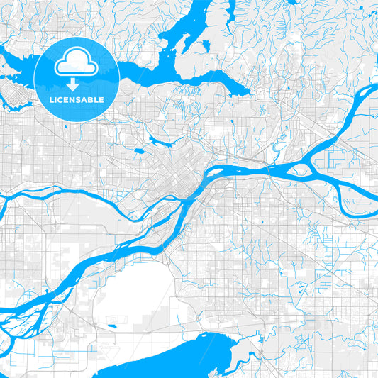 Rich detailed vector map of New Westminster, British Columbia, Canada