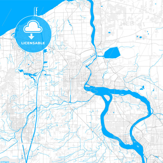 Rich detailed vector map of Niagara Falls, Ontario, Canada