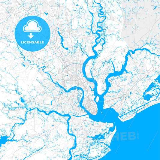 Rich detailed vector map of North Charleston, South Carolina, USA