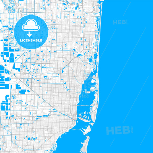 Rich detailed vector map of North Miami, Florida, USA