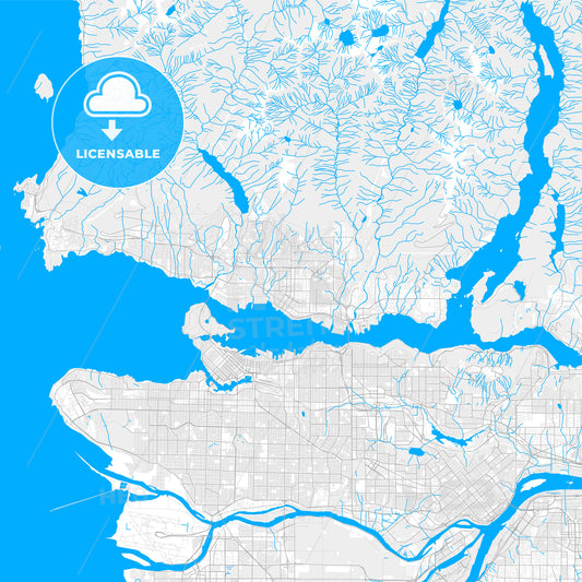 Rich detailed vector map of North Vancouver, British Columbia, Canada