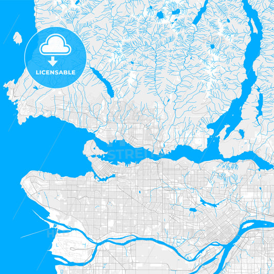 Rich detailed vector map of North Vancouver, British Columbia, Canada