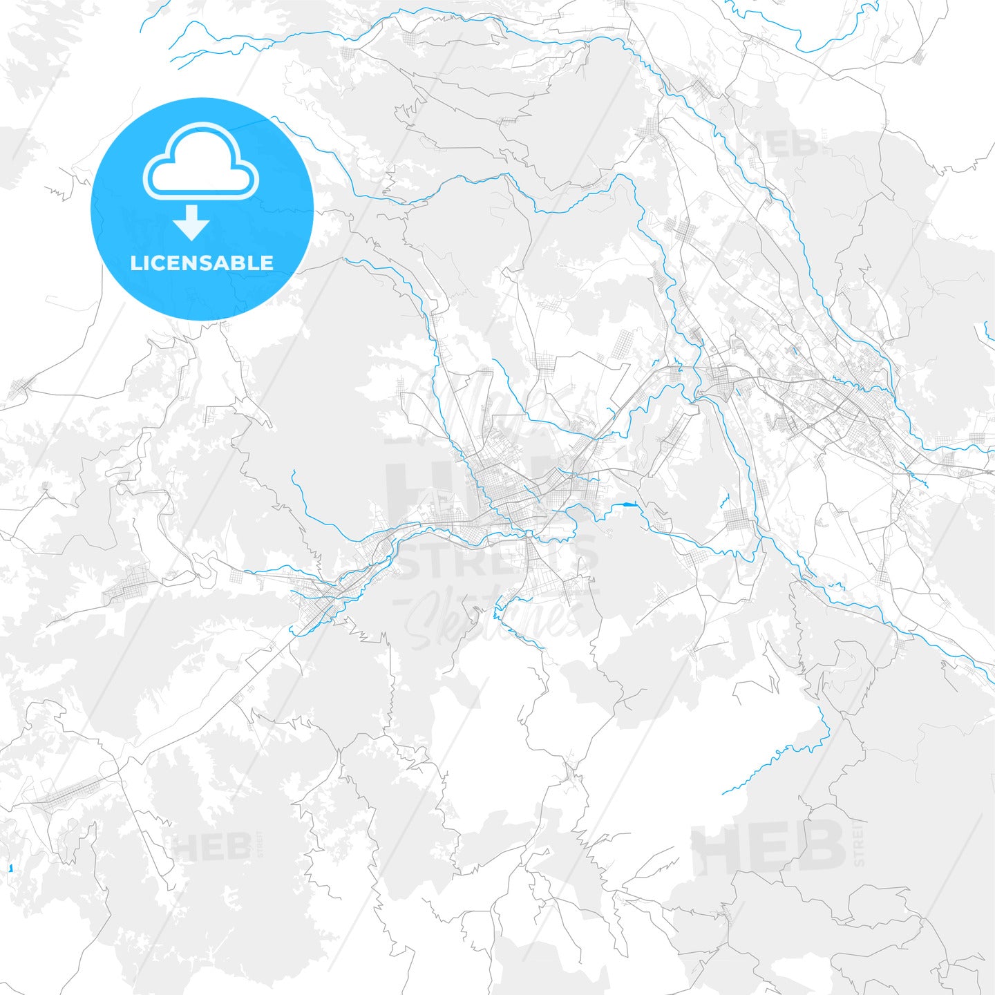 Rich detailed vector map of Orizaba, Veracruz, Mexico