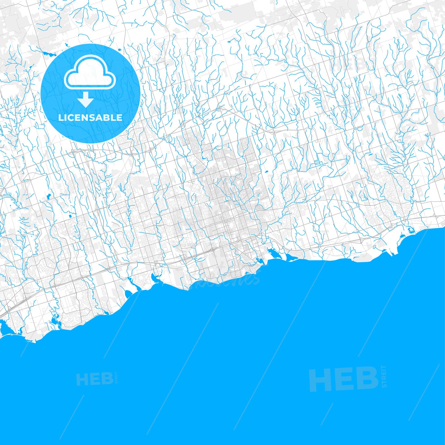 Rich detailed vector map of Oshawa, Ontario, Canada