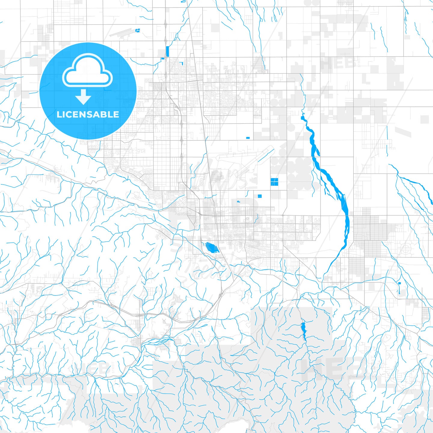 Rich detailed vector map of Palmdale, California, USA