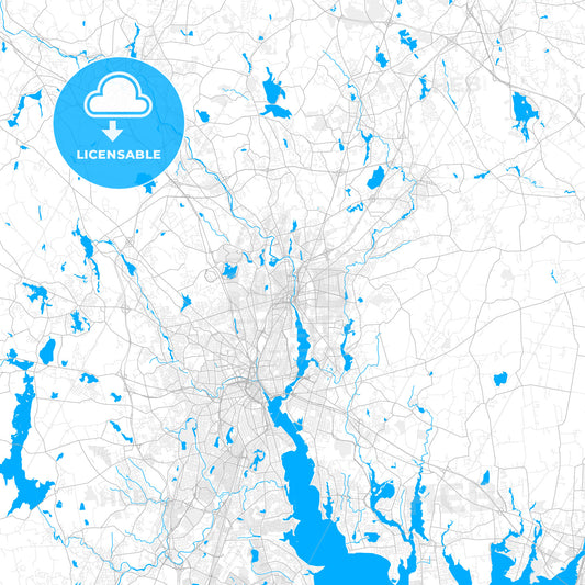 Rich detailed vector map of Pawtucket, Rhode Island, USA