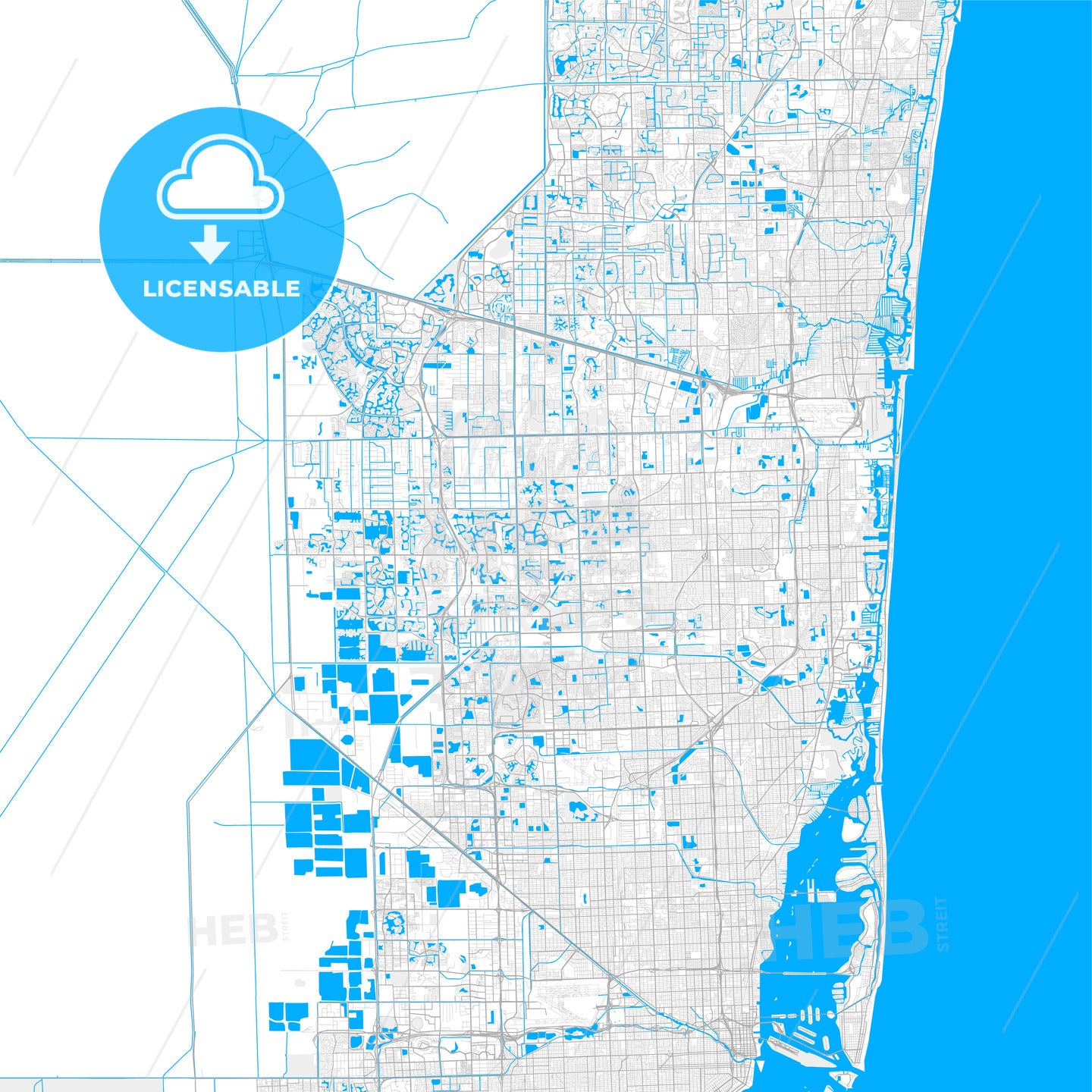 Rich detailed vector map of Pembroke Pines, Florida, USA