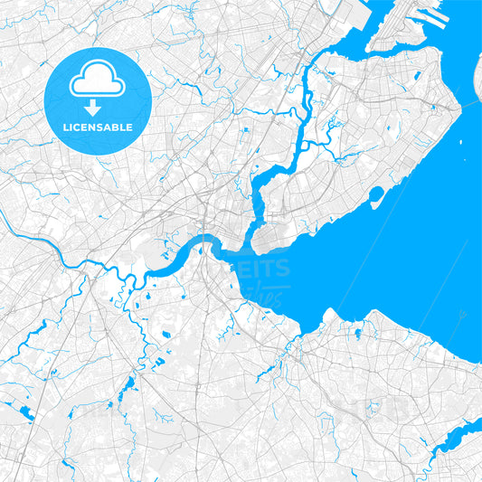 Rich detailed vector map of Perth Amboy, New Jersey, United States of America