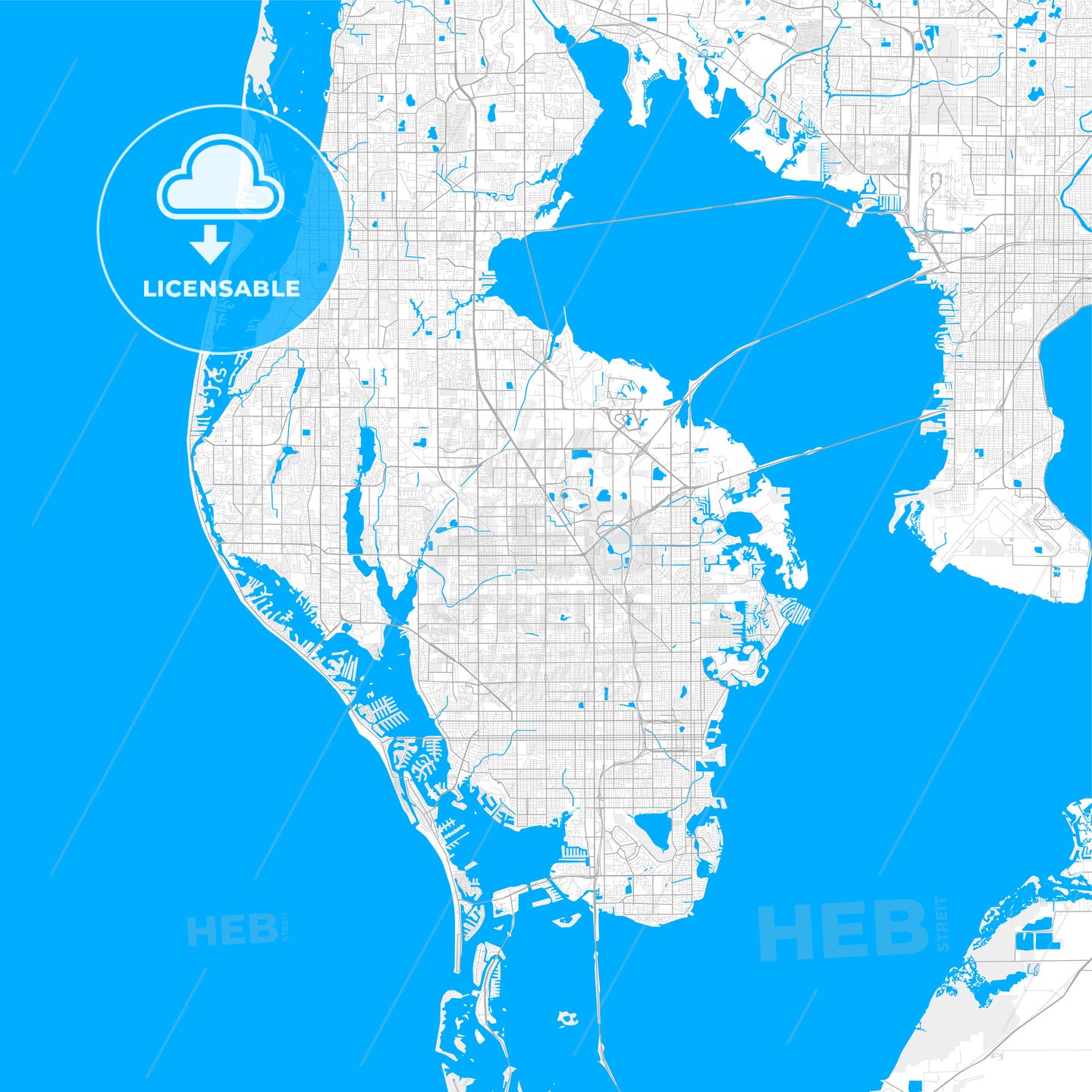 Rich detailed vector map of Pinellas Park, Florida, United States of America