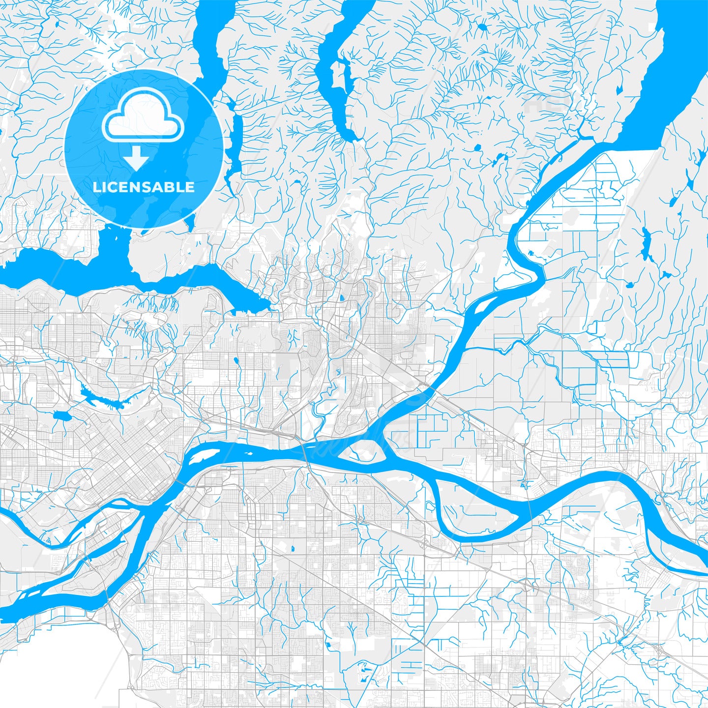 Rich detailed vector map of Port Coquitlam, British Columbia, Canada