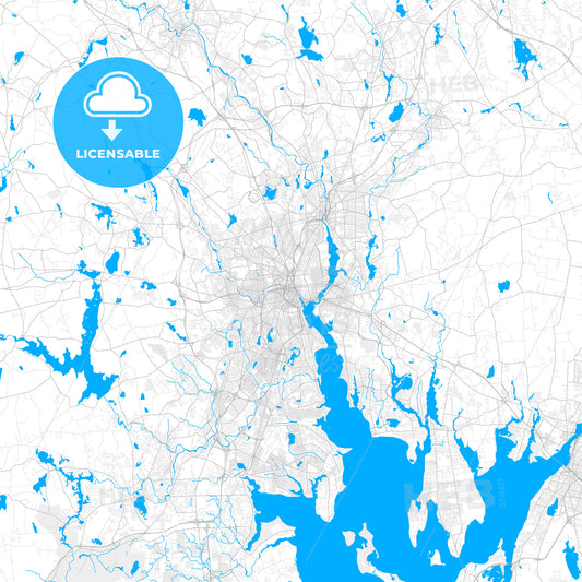 Rich detailed vector map of Providence, Rhode Island, USA