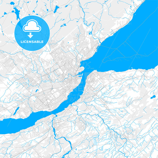 Rich detailed vector map of Quebec City, Quebec, Canada