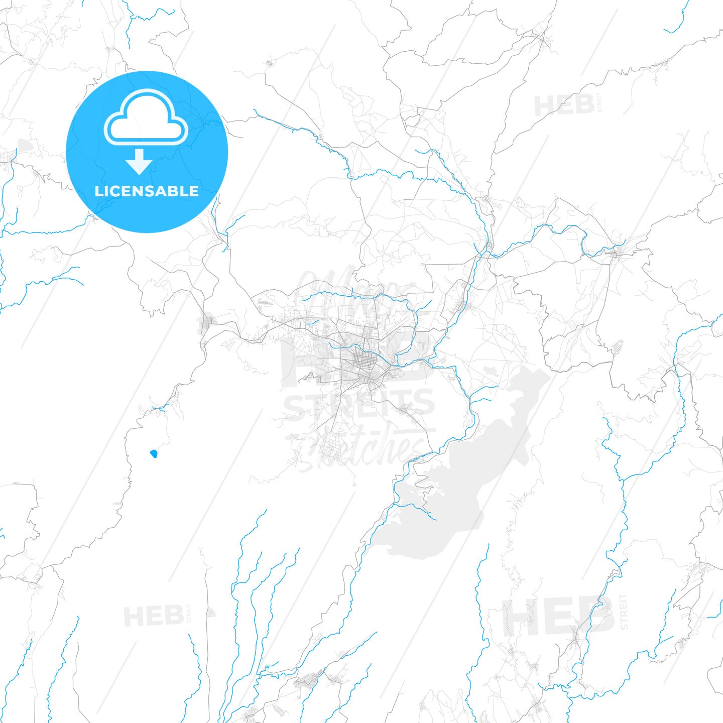 Rich detailed vector map of Quetzaltenango, Quetzaltenango, Guatemala