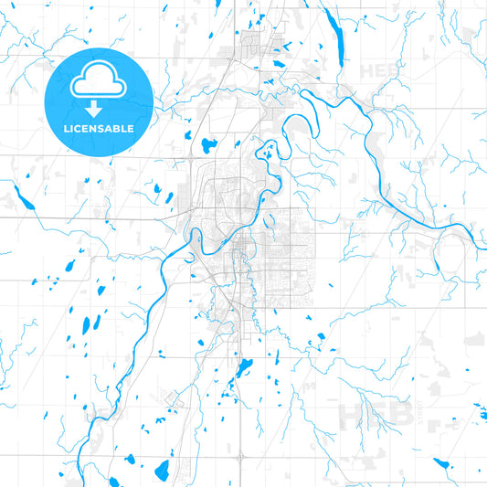 Rich detailed vector map of Red Deer, Alberta, Canada