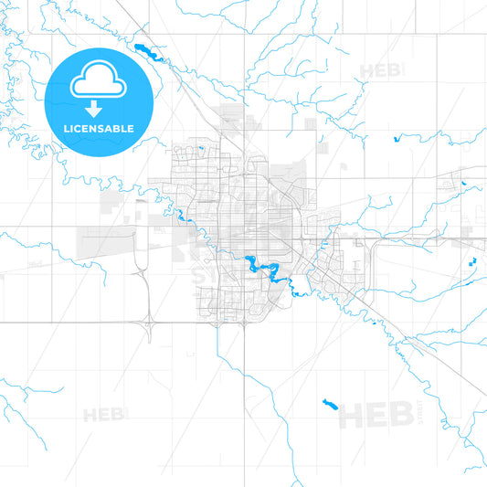 Rich detailed vector map of Regina, Saskatchewan, Canada