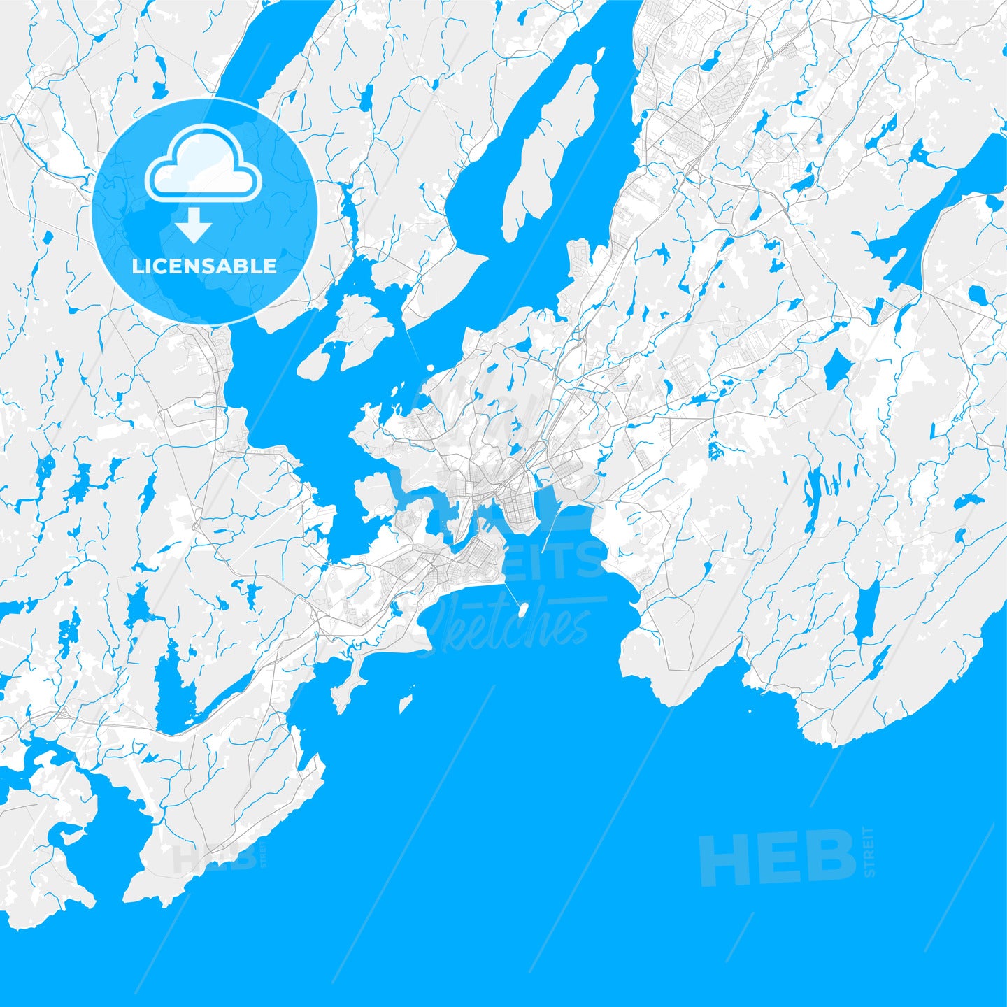 Rich detailed vector map of Saint John, New Brunswick, Canada