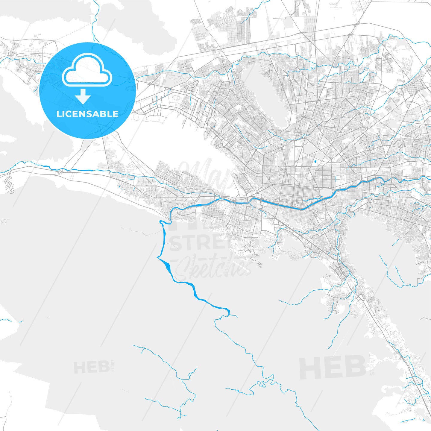 Rich detailed vector map of San Pedro Garza García, Nuevo León, Mexico