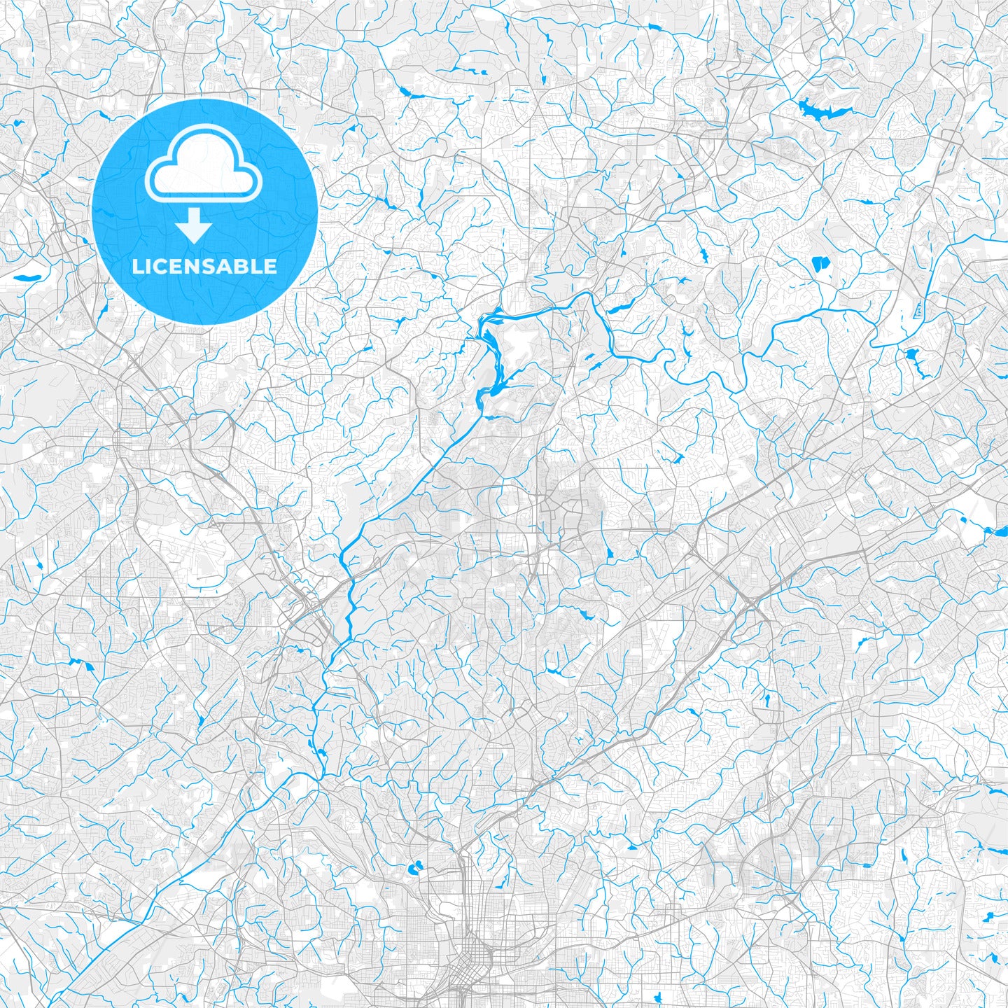 Rich detailed vector map of Sandy Springs, Georgia, USA