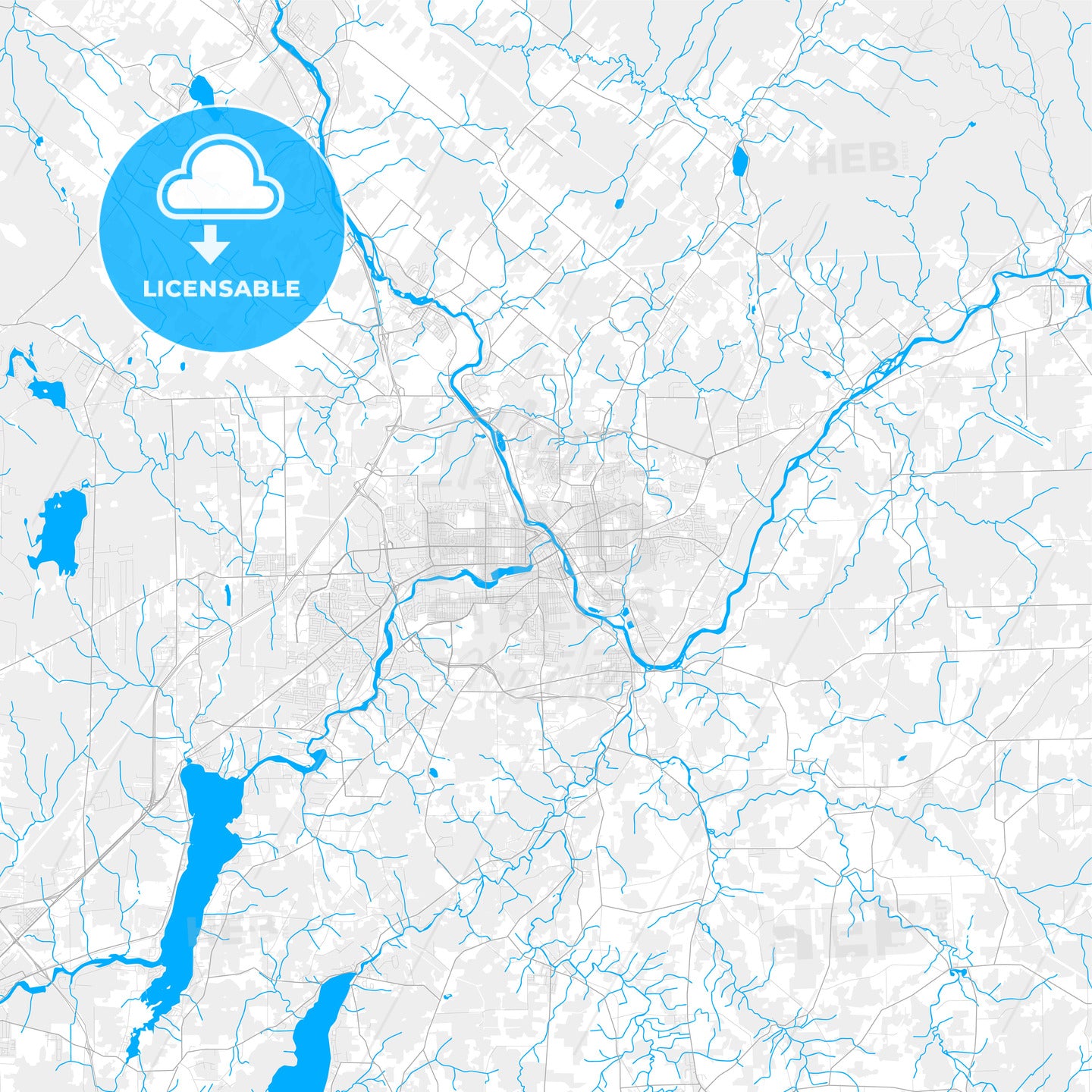 Rich detailed vector map of Sherbrooke, Quebec, Canada