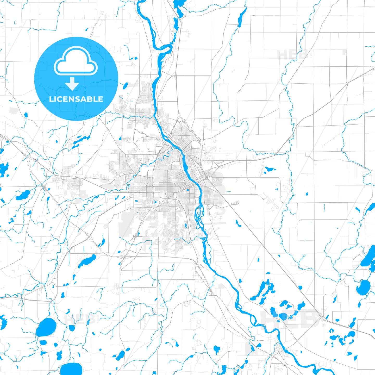 Rich detailed vector map of St. Cloud, Minnesota, USA