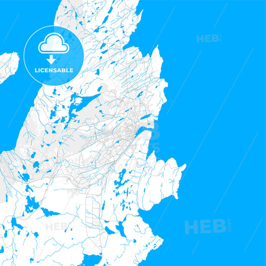 Rich detailed vector map of St. Johns, Newfoundland and Labrador, Canada