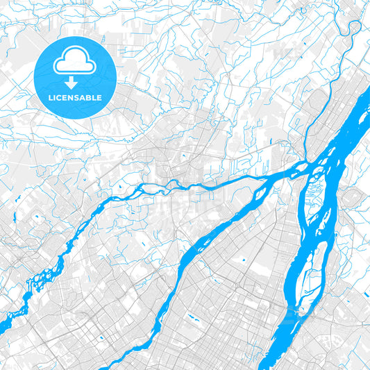 Rich detailed vector map of Terrebonne, Quebec, Canada