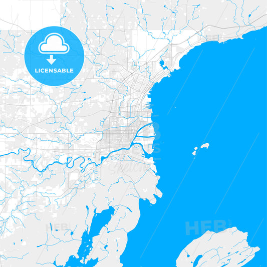 Rich detailed vector map of Thunder Bay, Ontario, Canada