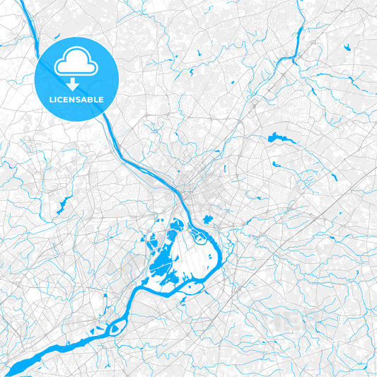 Rich detailed vector map of Trenton, New Jersey, USA