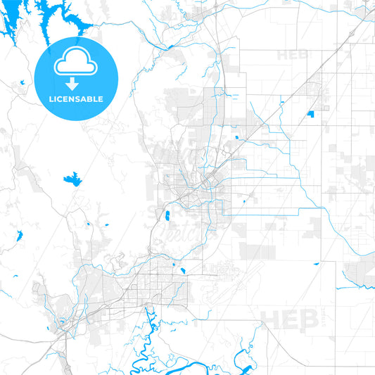 Rich detailed vector map of Vacaville, California, USA