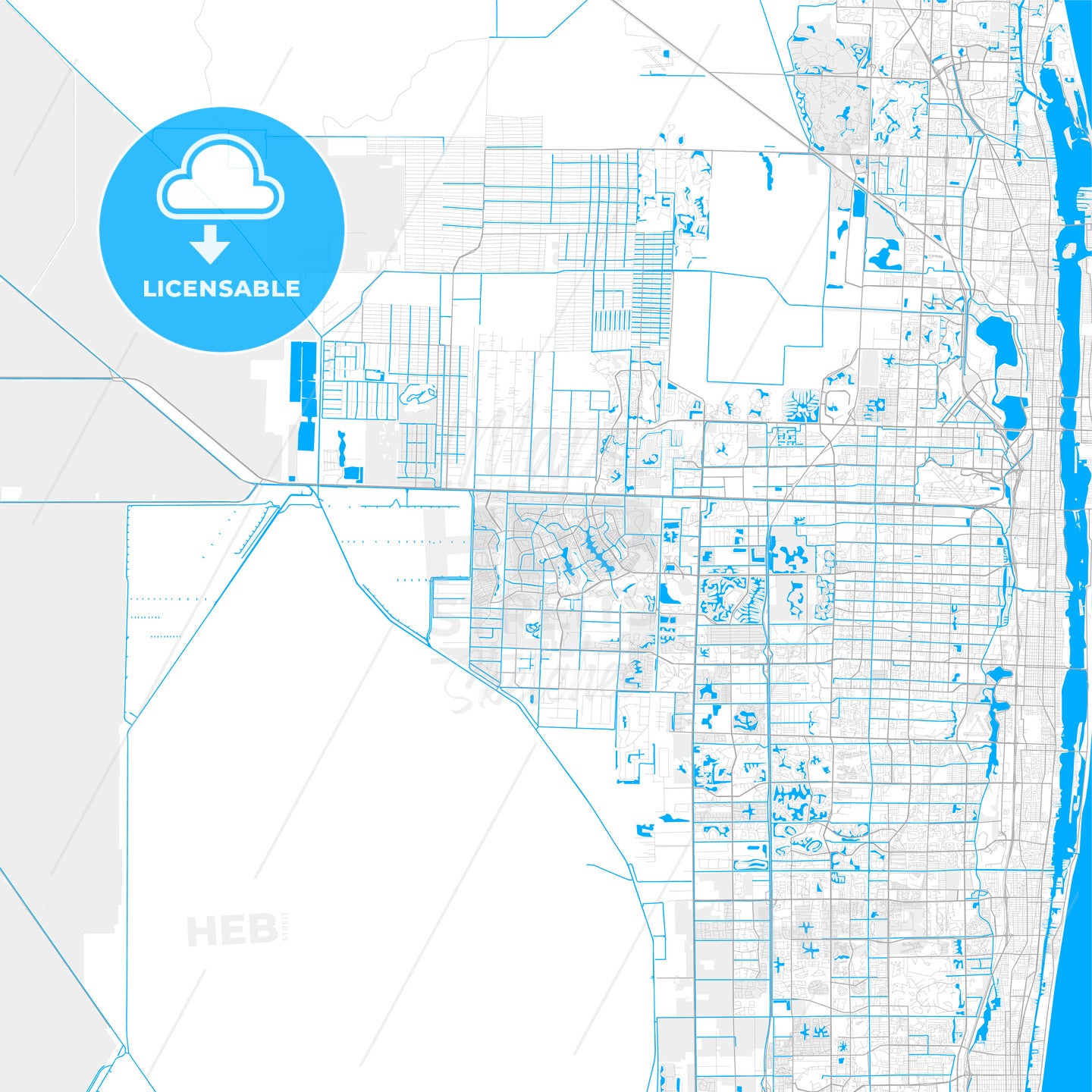 Rich detailed vector map of Wellington, Florida, USA