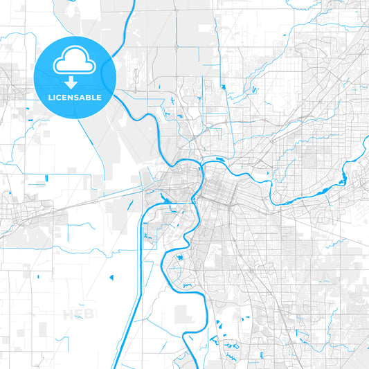 Rich detailed vector map of West Sacramento, California, United States of America