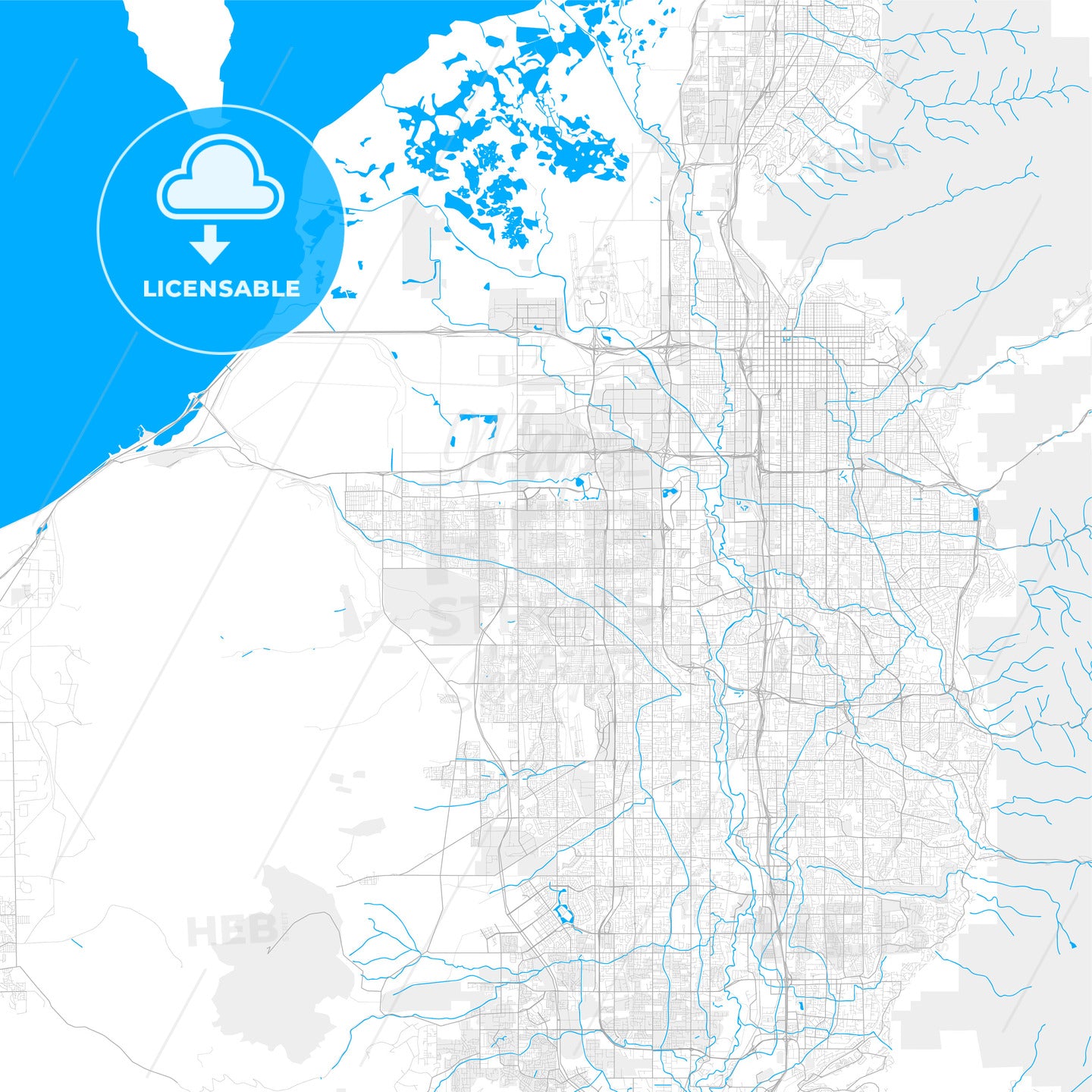Rich detailed vector map of West Valley City, Utah, USA
