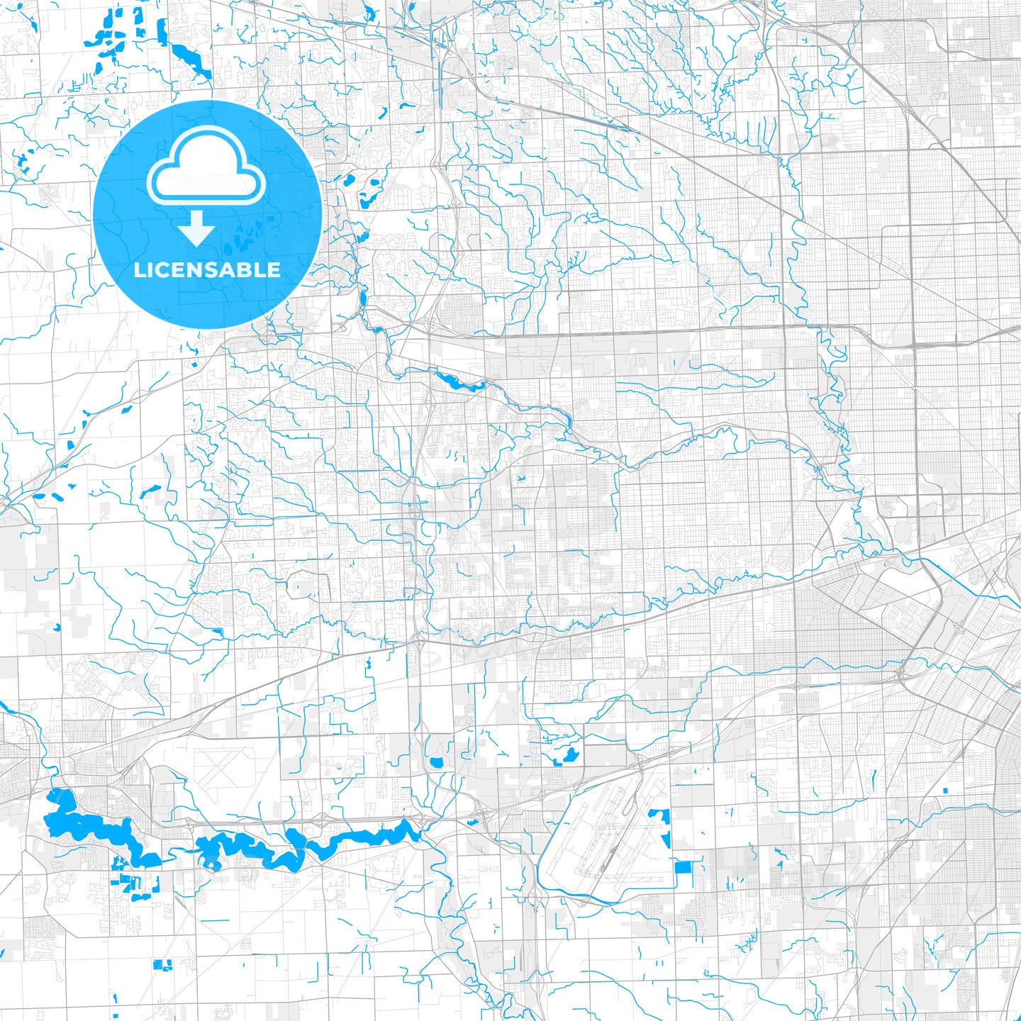 Rich detailed vector map of Westland, Michigan, USA - HEBSTREITS