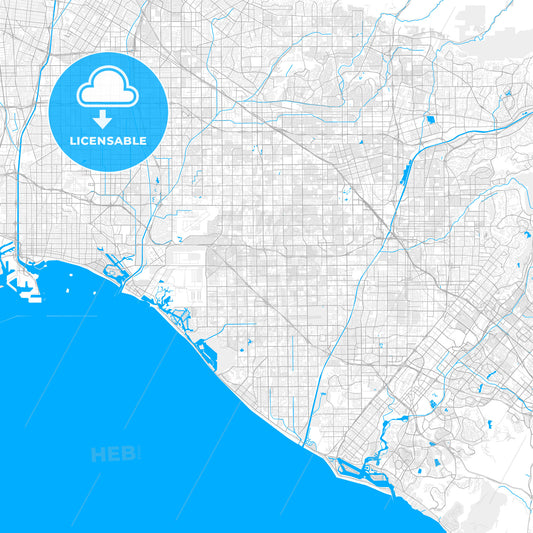 Rich detailed vector map of Westminster, California, USA