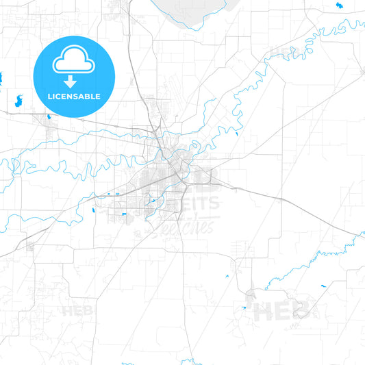 Rich detailed vector map of Wichita Falls, Texas, USA