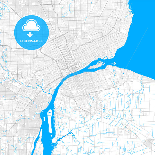 Rich detailed vector map of Windsor, Ontario, Canada