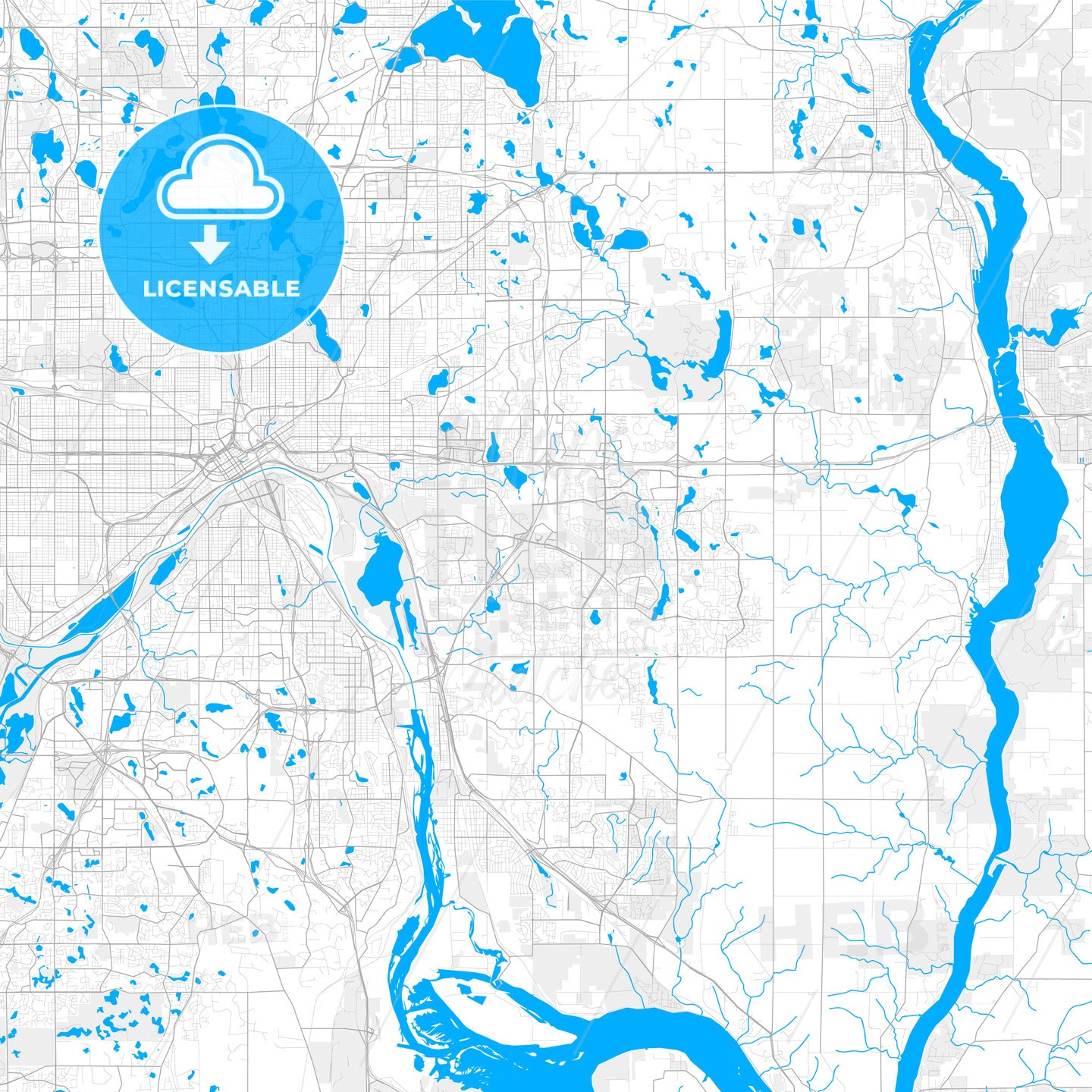 Rich detailed vector map of Woodbury, Minnesota, USA