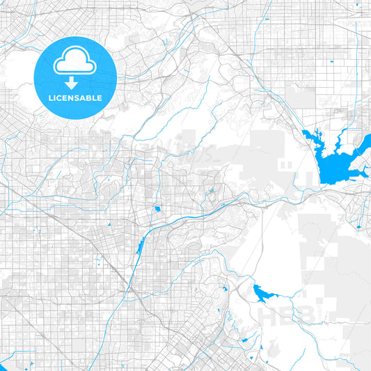 Rich detailed vector map of Yorba Linda, California, USA