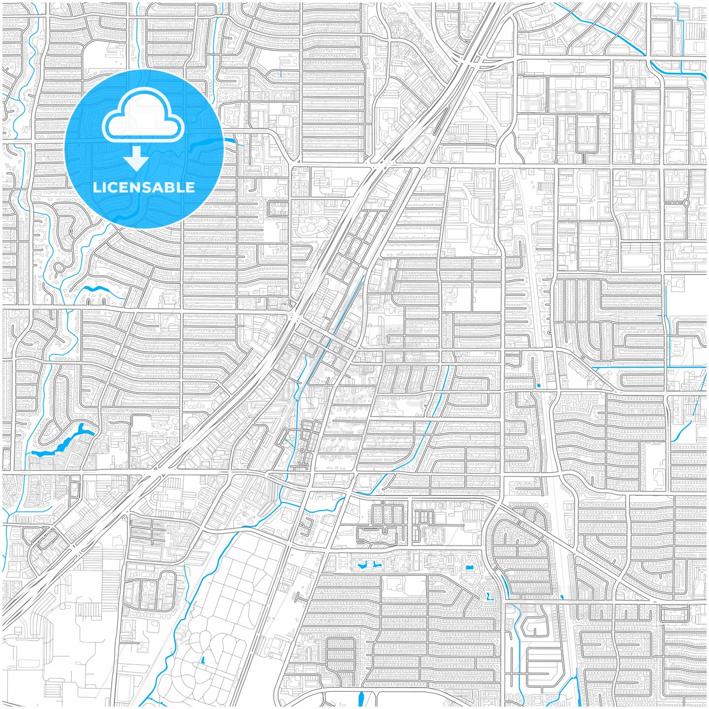 Richardson, Texas, United States, city map with high quality roads.