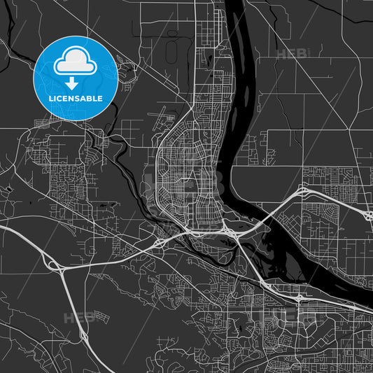 Richland, Washington - Area Map - Dark