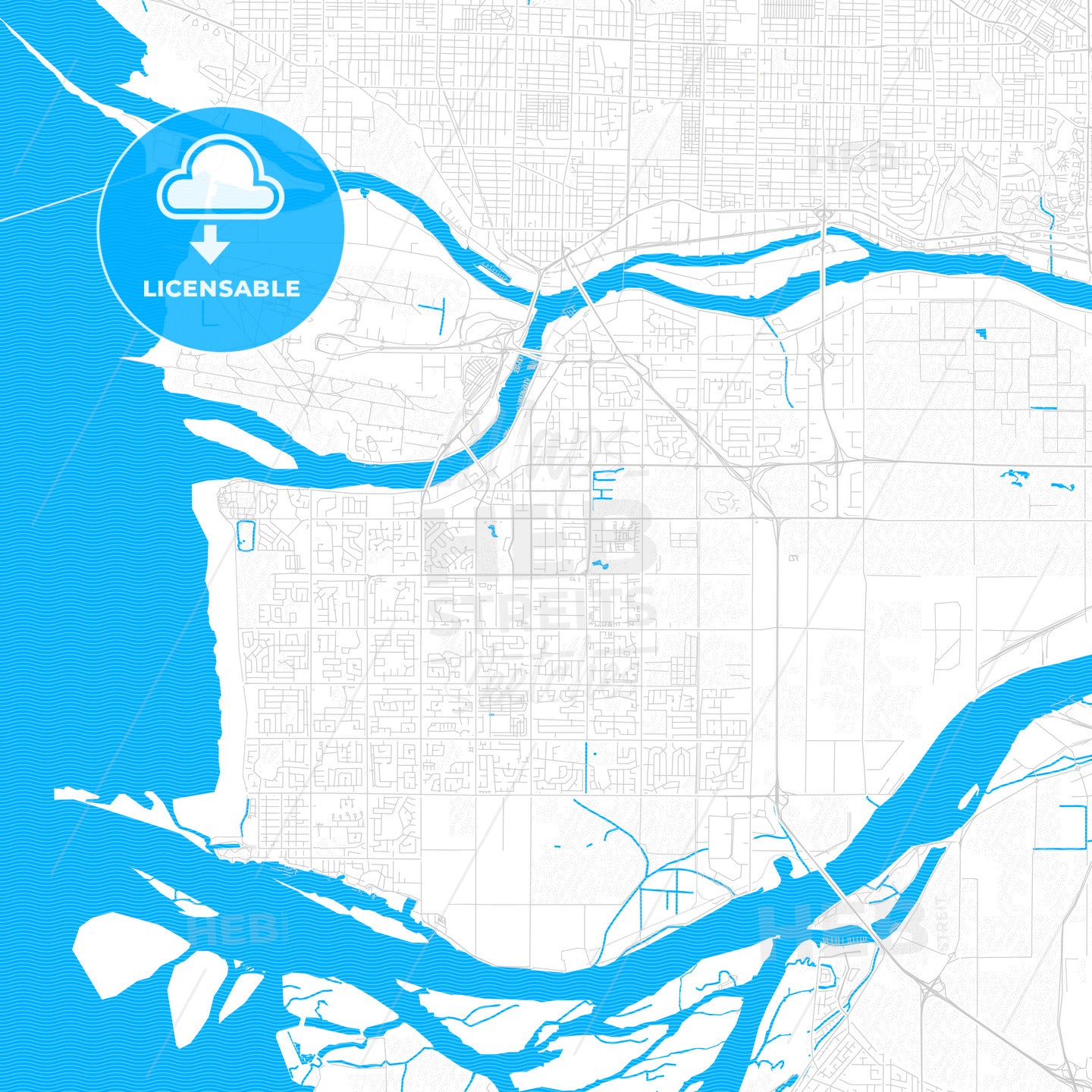 Richmond, Canada PDF vector map with water in focus